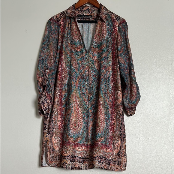 Zara Blue and Red Casual Dress with Flowing Fit size L - Picture 2 of 11